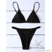 ZAFUL Sexy Brazilian Bikini Set Women's Wire Free High Leg Triangle Bralette Bikini Black B07CXX48ZW